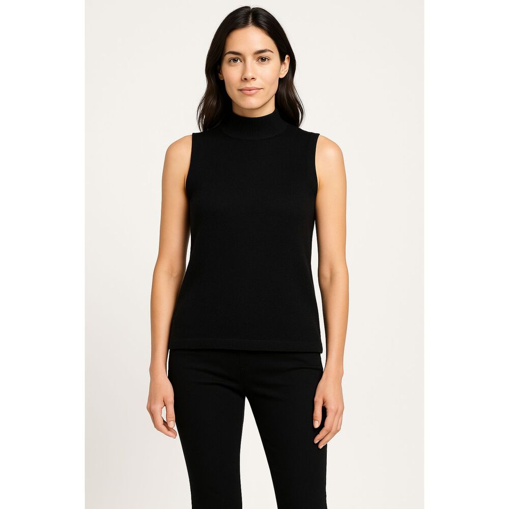 Eileen Fisher Sleeveless Mock Neck Tunic Top | 100% Merino Wool | Size L